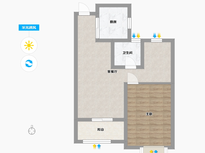 江苏省-苏州市-滨江裕花园-61.60-户型库-采光通风