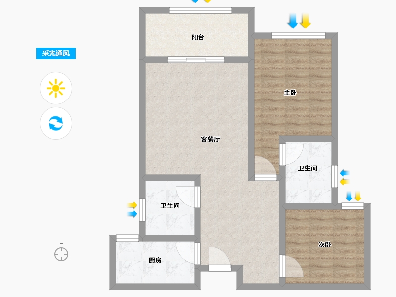 河南省-郑州市-绿博新城-78.00-户型库-采光通风