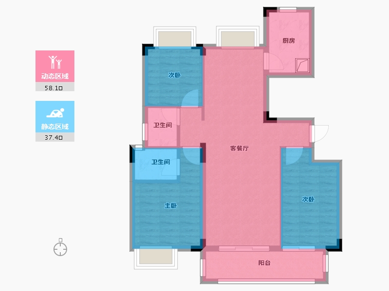 江西省-吉安市-玉华文锦院-85.60-户型库-动静分区