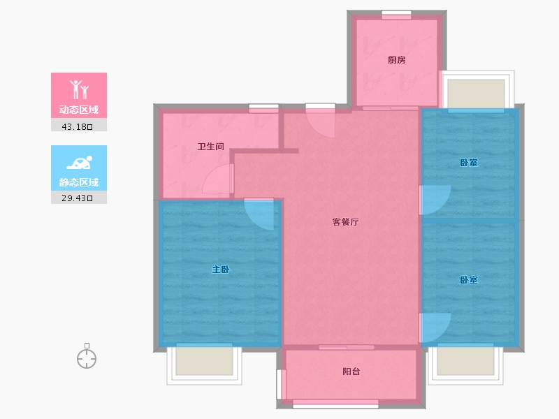 江苏省-南京市-万科金域蓝湾-69.00-户型库-动静分区