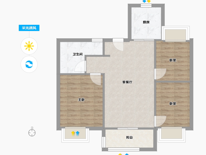 江苏省-南京市-万科金域蓝湾-69.00-户型库-采光通风