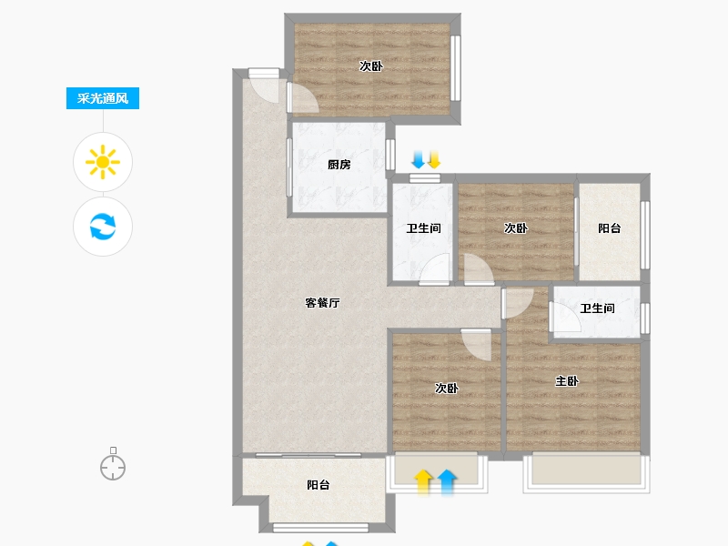 湖南省-常德市-天源鑫座-92.00-户型库-采光通风