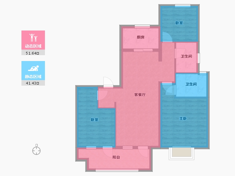 山东省-济南市-世茂璀璨悦府-82.80-户型库-动静分区