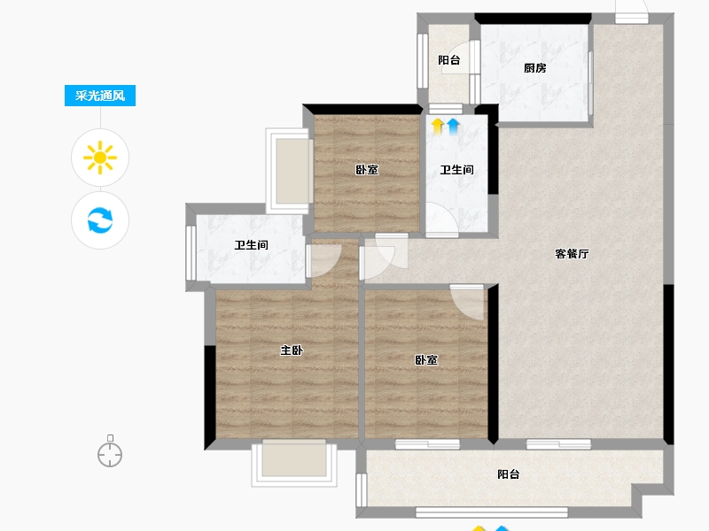 广东省-云浮市-美丽泷江-89.60-户型库-采光通风