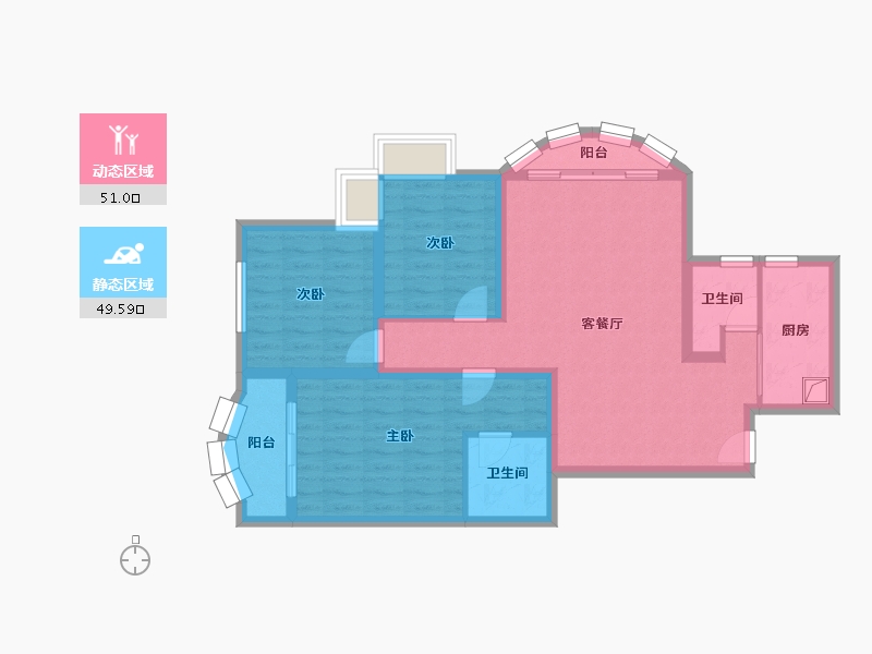 浙江省-杭州市-东河锦园-93.57-户型库-动静分区