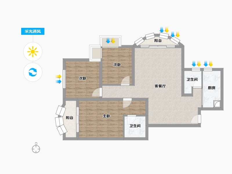 浙江省-杭州市-东河锦园-93.57-户型库-采光通风