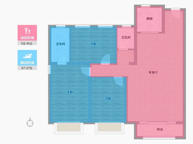 内蒙古自治区-包头市-中国铁建景晟学府-102.40-户型库-动静分区