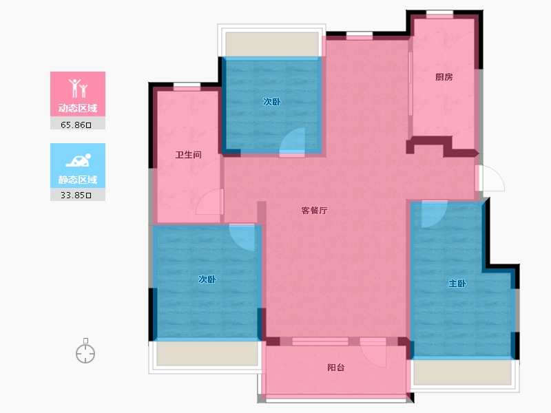 辽宁省-大连市-明珠城叁号院-84.00-户型库-动静分区