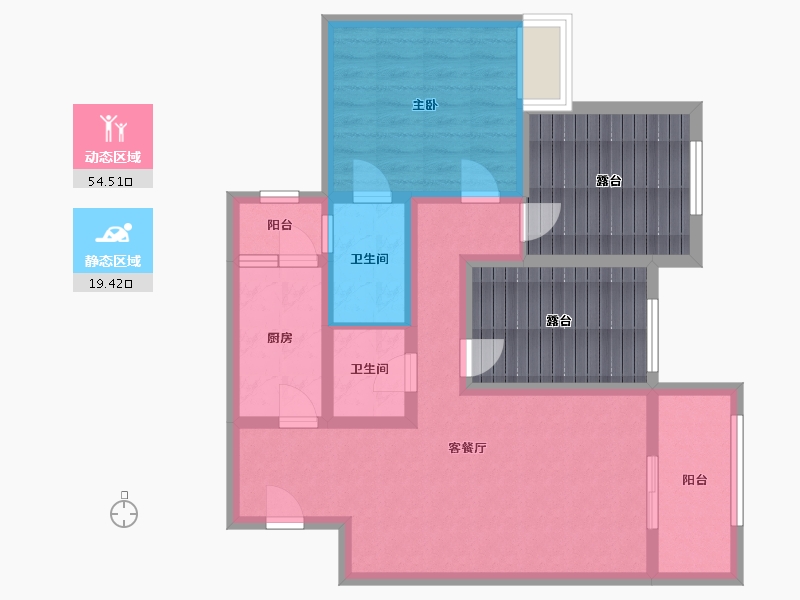 四川省-成都市-愿景滨河春晓-北院-72.00-户型库-动静分区