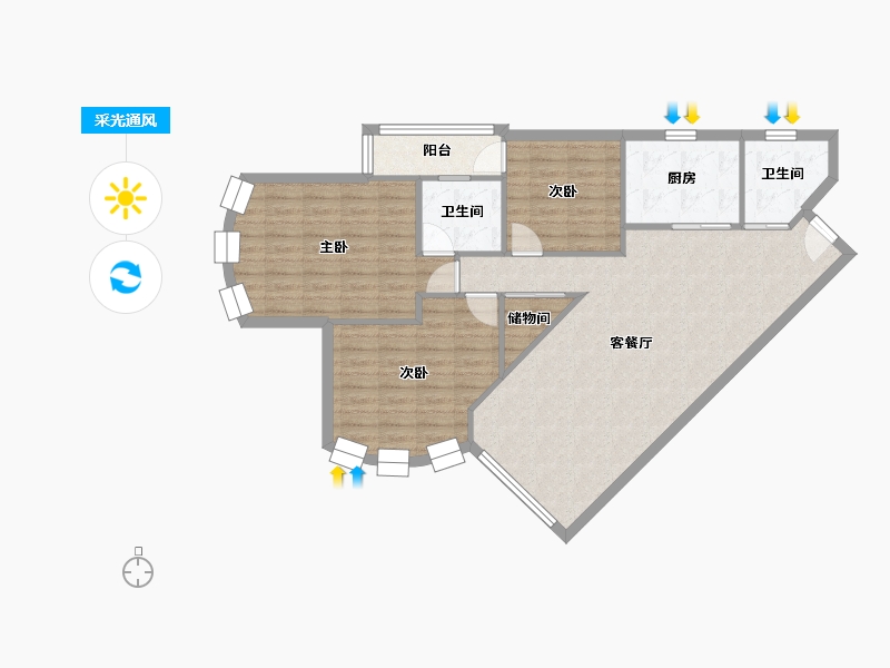 广东省-广州市-帝景苑-99.62-户型库-采光通风