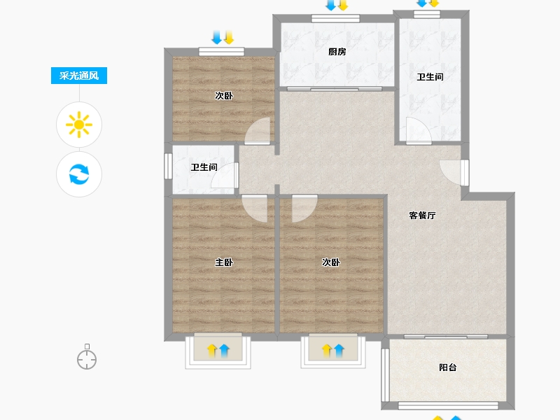 江西省-宜春市-桑溪桥昌盛苑-93.60-户型库-采光通风