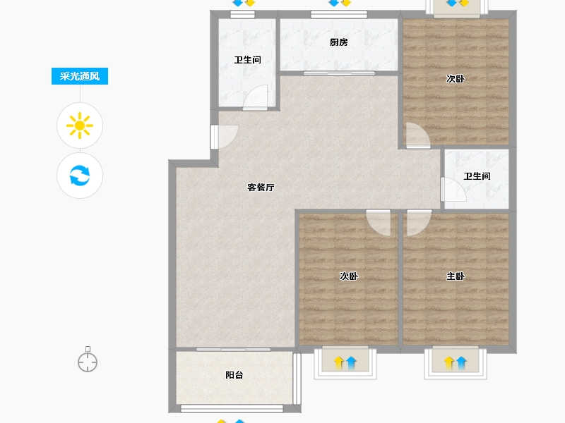 江西省-宜春市-桑溪桥昌盛苑-96.00-户型库-采光通风