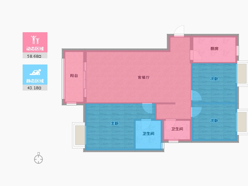 湖北省-荆州市-城际空间站三期A区-92.80-户型库-动静分区