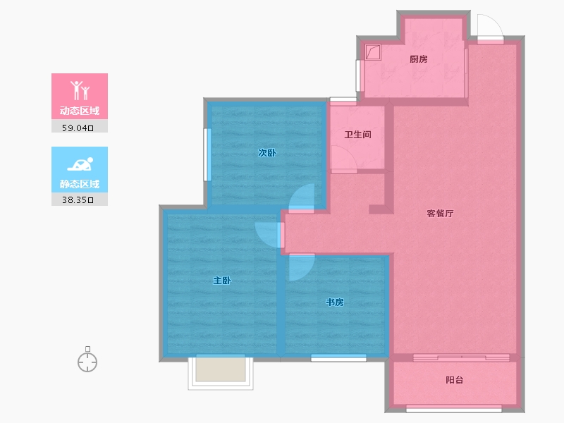 陕西省-延安市-公园壹号-100.98-户型库-动静分区