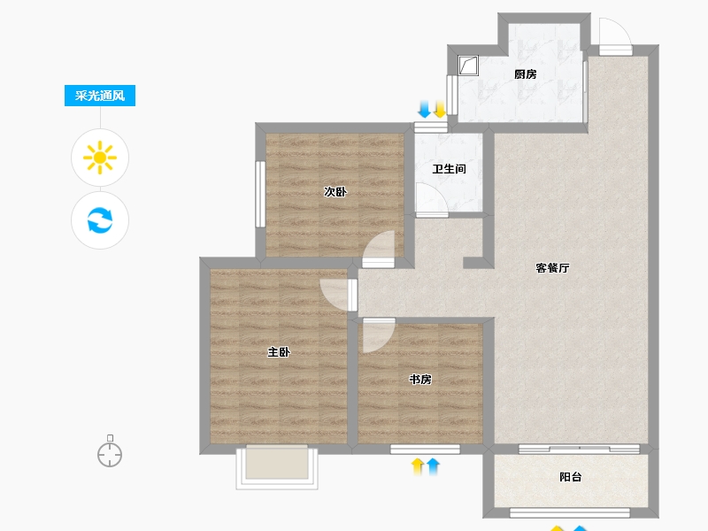 陕西省-延安市-公园壹号-100.98-户型库-采光通风