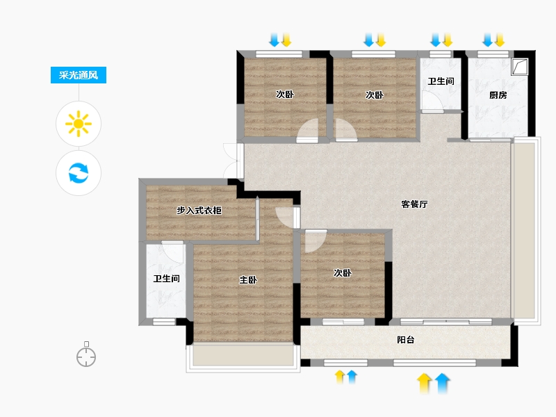 山东省-菏泽市-东明县融旷凯兴府-132.00-户型库-采光通风