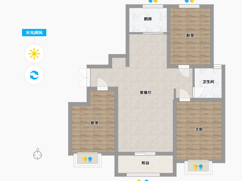 山东省-德州市-夏津县阳光一品小区-91.85-户型库-采光通风