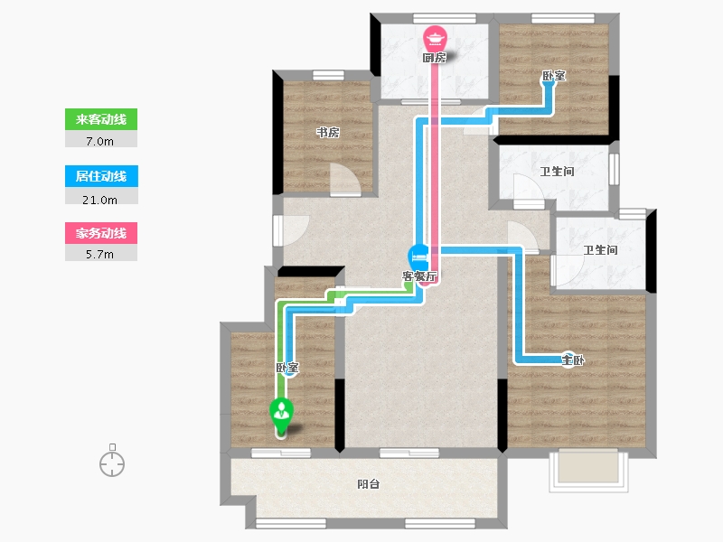 江苏省-苏州市-北辰观澜四季佳苑-南区-98.46-户型库-动静线