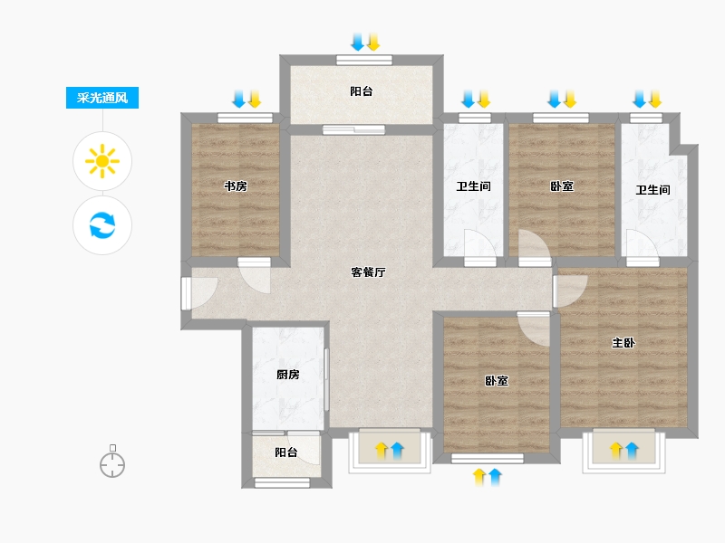 广东省-深圳市-勤诚达正大城-85.60-户型库-采光通风