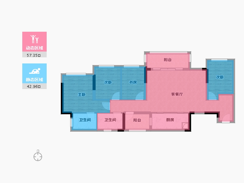 重庆-重庆市-江湾印月-90.00-户型库-动静分区