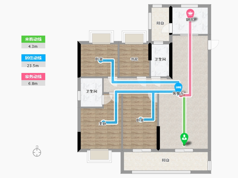 湖北省-咸宁市-洁丽雅龙栖蝶谷-109.70-户型库-动静线