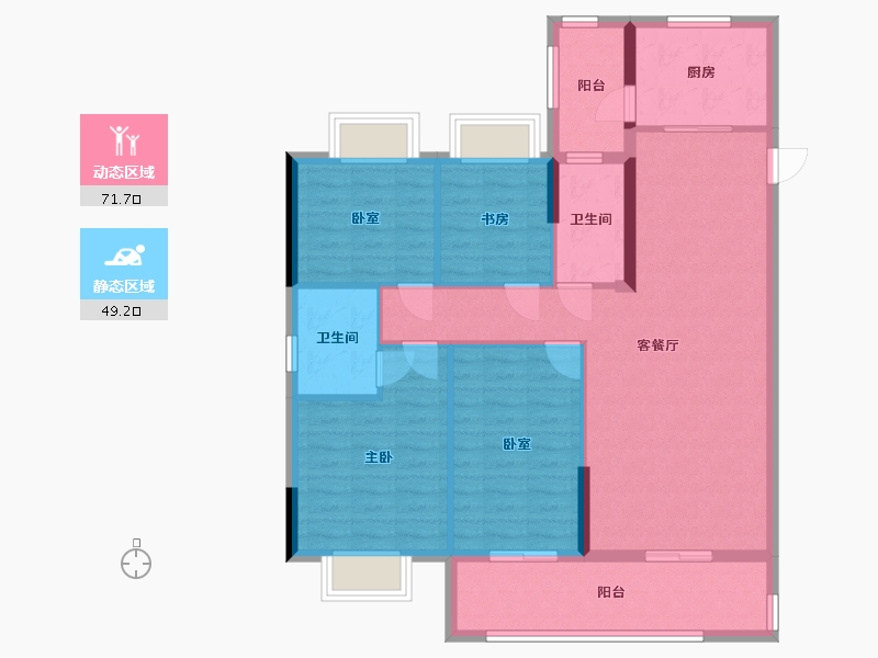 湖北省-咸宁市-洁丽雅龙栖蝶谷-109.70-户型库-动静分区