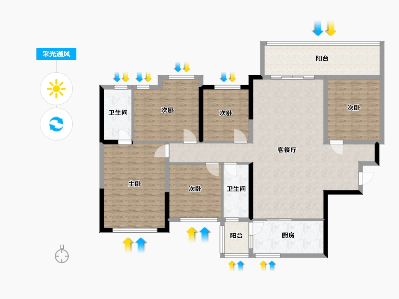 广西壮族自治区-桂林市-宏湖中央城-142.00-户型库-采光通风