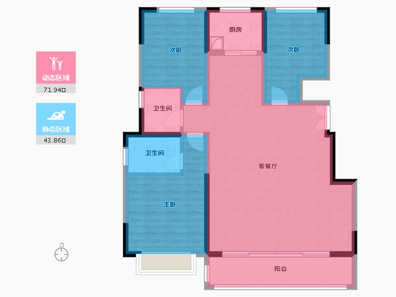 陕西省-榆林市-荣轩家园-104.80-户型库-动静分区