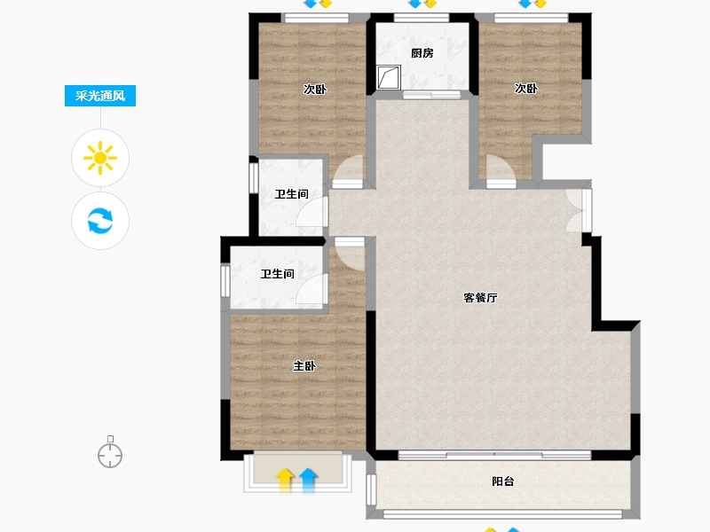 陕西省-榆林市-荣轩家园-104.80-户型库-采光通风