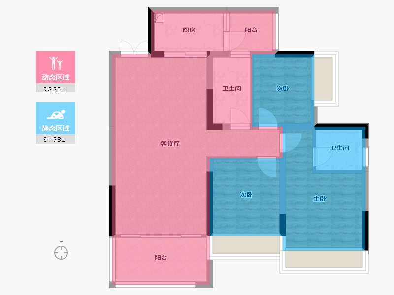 重庆-重庆市-海成御景江山-86.26-户型库-动静分区