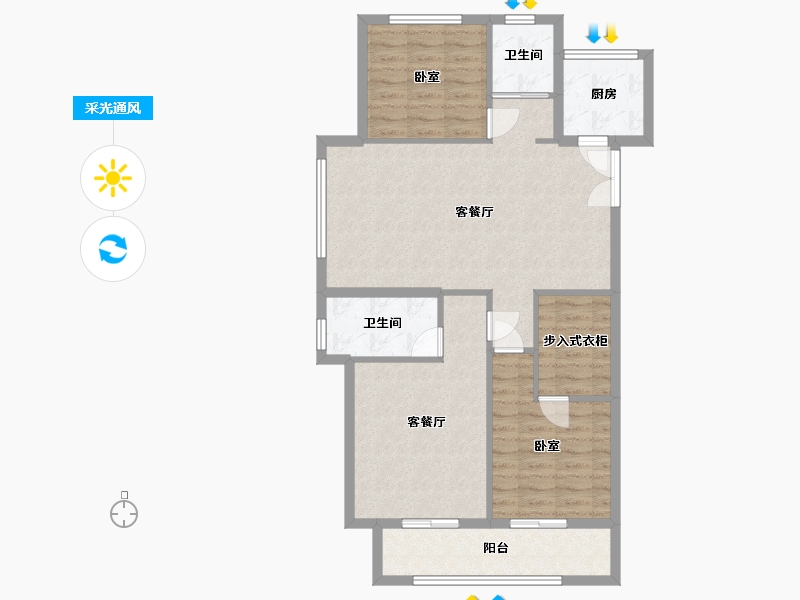 浙江省-杭州市-宁瑞名府-96.00-户型库-采光通风