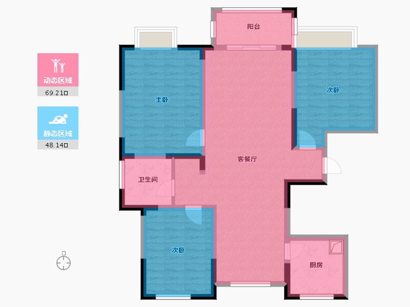 安徽省-阜阳市-四里安置小区-105.00-户型库-动静分区