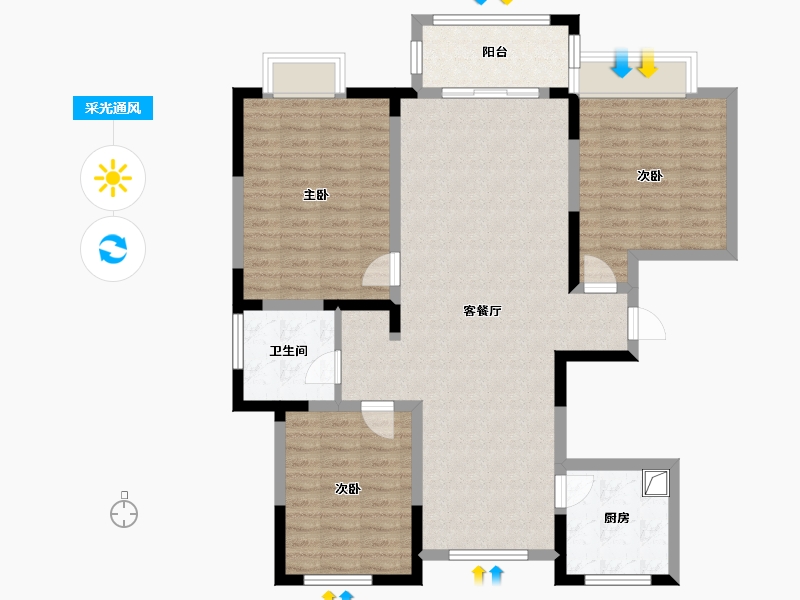 安徽省-阜阳市-四里安置小区-105.00-户型库-采光通风