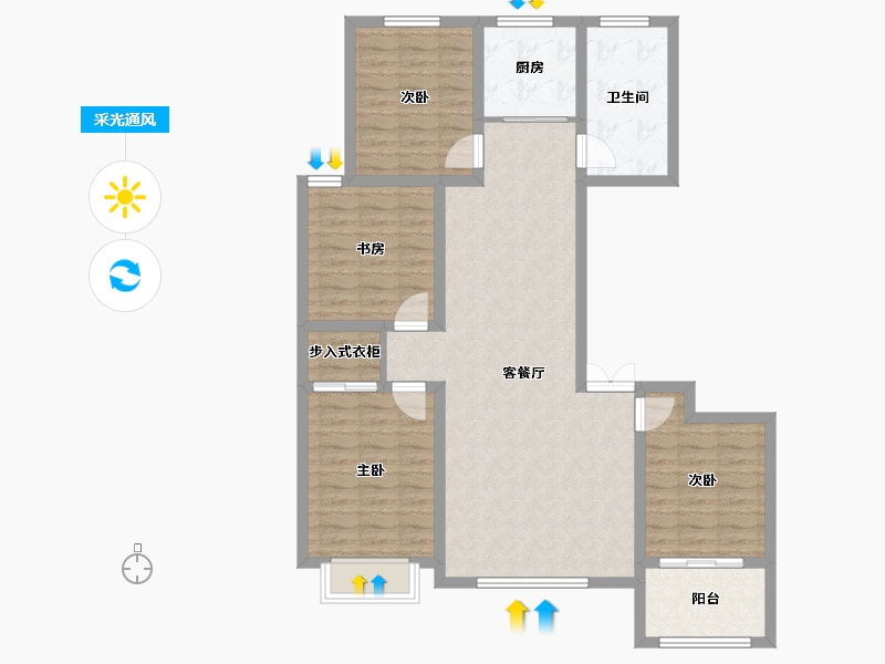 山东省-淄博市-学府名苑春趣园-109.22-户型库-采光通风