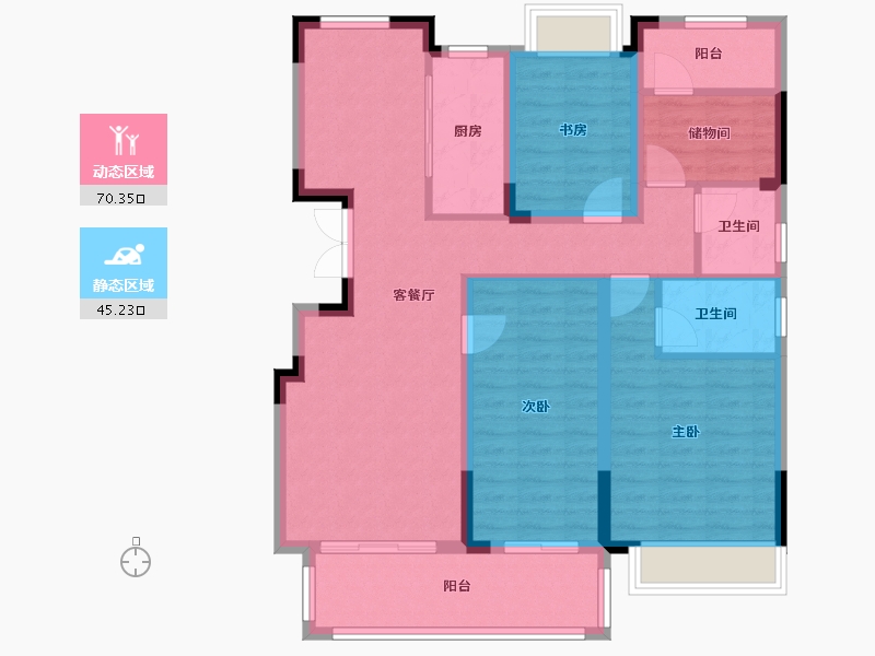 安徽省-滁州市-中丞品著阳光里-103.20-户型库-动静分区