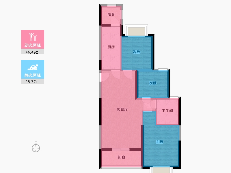 福建省-福州市-福清恒大御景半岛-73.60-户型库-动静分区