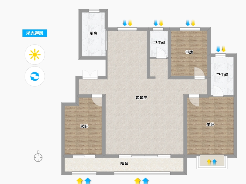 宁夏回族自治区-中卫市-企业总部玺苑-109.60-户型库-采光通风