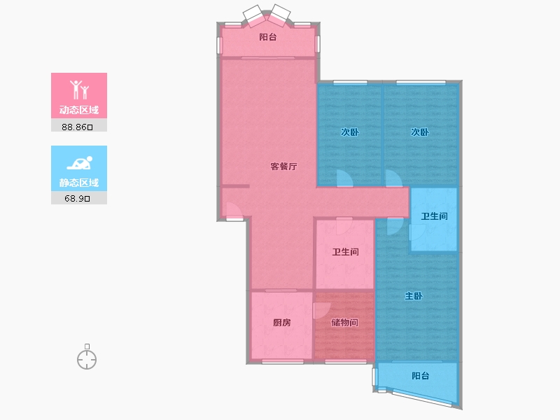 四川省-成都市-锦卉苑-126.58-户型库-动静分区