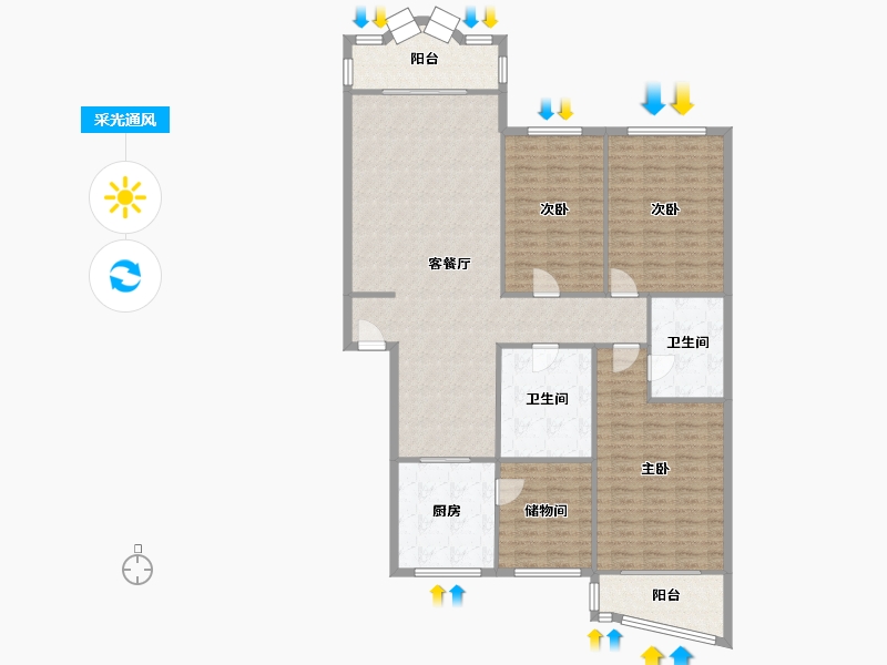 四川省-成都市-锦卉苑-126.58-户型库-采光通风