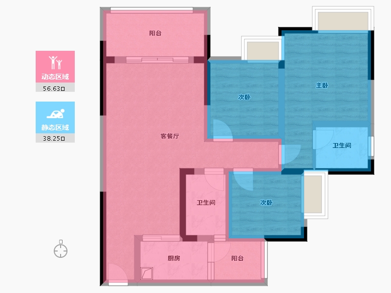 重庆-重庆市-景典依云水岸-86.00-户型库-动静分区