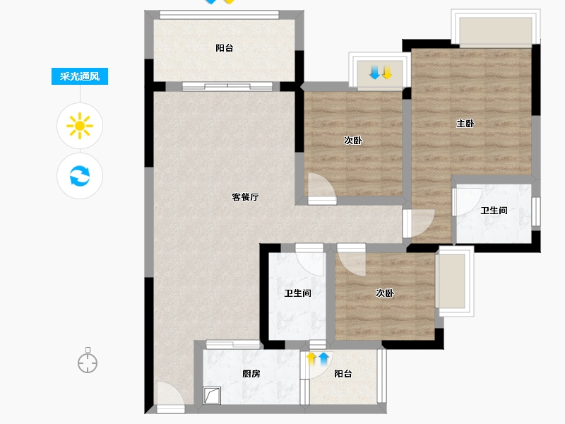 重庆-重庆市-景典依云水岸-86.00-户型库-采光通风