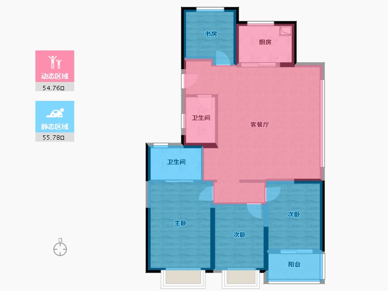 浙江省-宁波市-新希望堇麟上府-104.80-户型库-动静分区