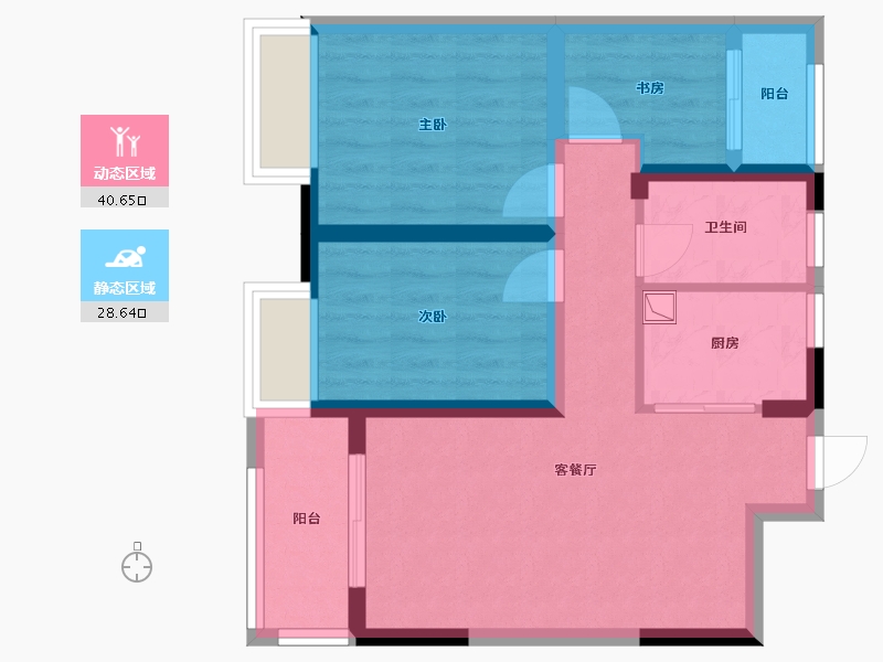 河南省-郑州市-国泰紫荆园1期-71.95-户型库-动静分区