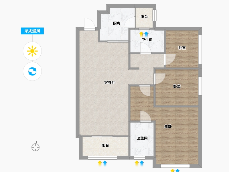 广东省-惠州市-保利阳光城-76.92-户型库-采光通风