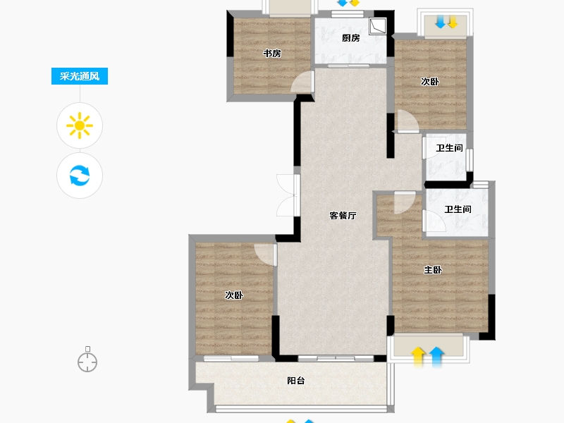 江西省-赣州市-星州润达九玺-104.00-户型库-采光通风