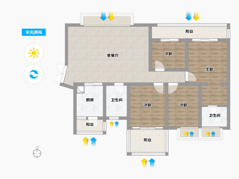 四川省-德阳市-蔚蓝半岛-107.20-户型库-采光通风