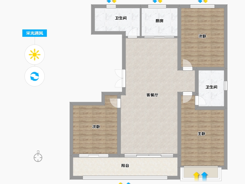 山东省-潍坊市-东方天韵-106.77-户型库-采光通风