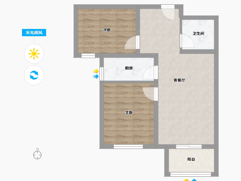 北京-北京市-宸欣园-64.00-户型库-采光通风