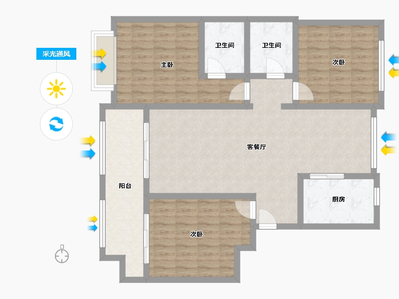 山东省-菏泽市-天安清华苑-113.80-户型库-采光通风