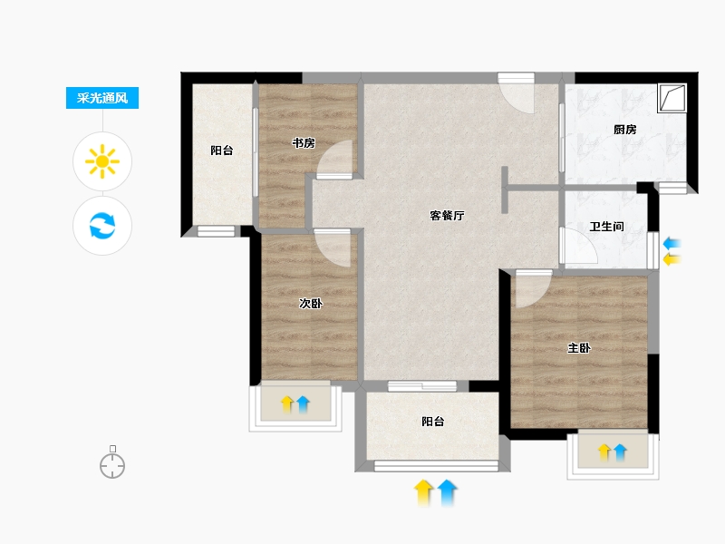 福建省-厦门市-新玥公馆-66.16-户型库-采光通风